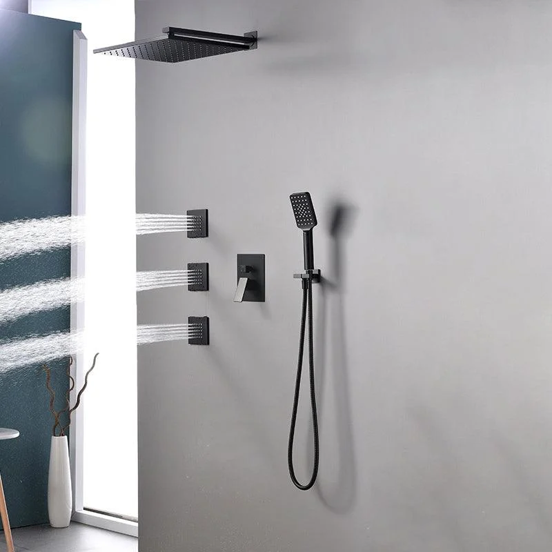 Square Black Spot Resist Shower Tap Shower Arm Shower with Handheld Shower Head -Bathlova