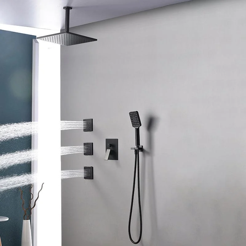 Square Black Spot Resist Shower Tap Shower Arm Shower with Handheld Shower Head -Bathlova