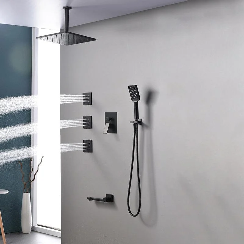 Square Black Spot Resist Shower Tap Shower Arm Shower with Handheld Shower Head -Bathlova