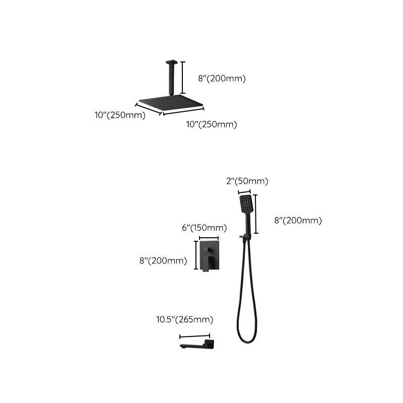 Square Black Spot Resist Shower Tap Shower Arm Shower with Handheld Shower Head -Bathlova