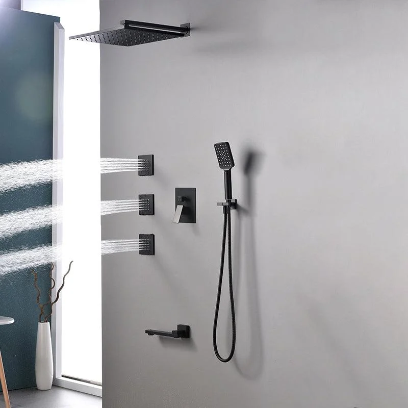 Square Black Spot Resist Shower Tap Shower Arm Shower with Handheld Shower Head -Bathlova