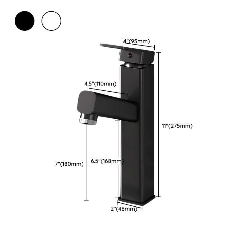 Square Brass Bathroom Sink Tap with 1-Handle Swivel Spout Sink Tap -Bathlova