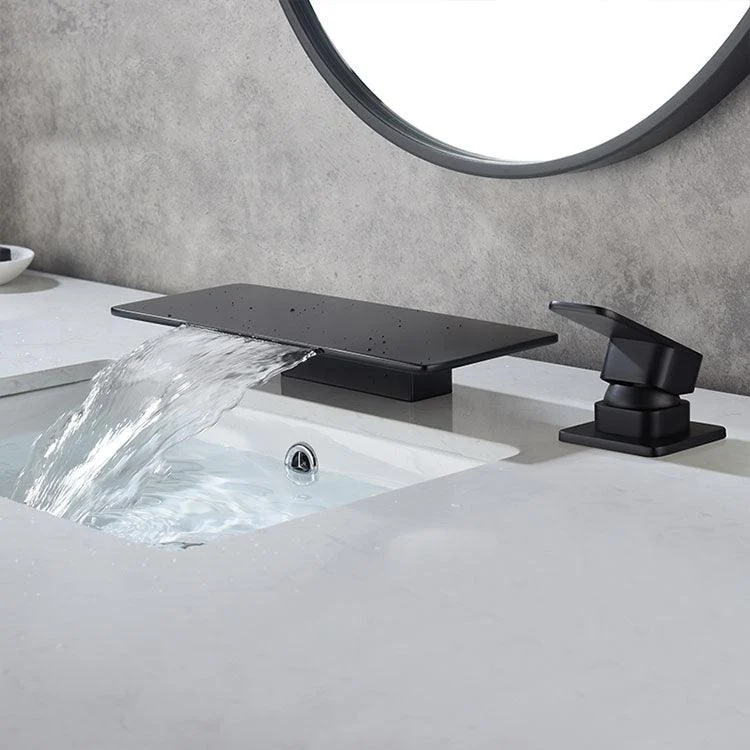 Square Brass Tub Tap in Black with Single Handle Bathroom Tap -Bathlova