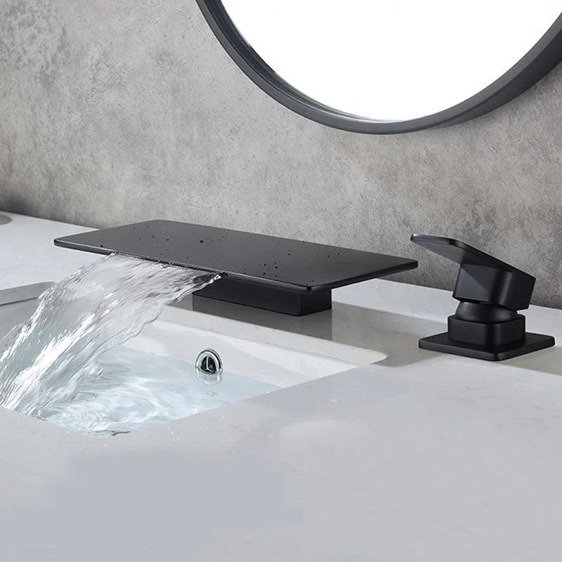 Square Brass Tub Tap in Black with Single Handle Bathroom Tap -Bathlova