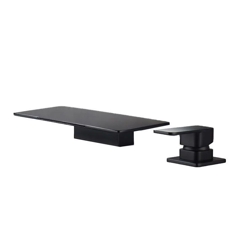 Square Brass Tub Tap in Black with Single Handle Bathroom Tap -Bathlova