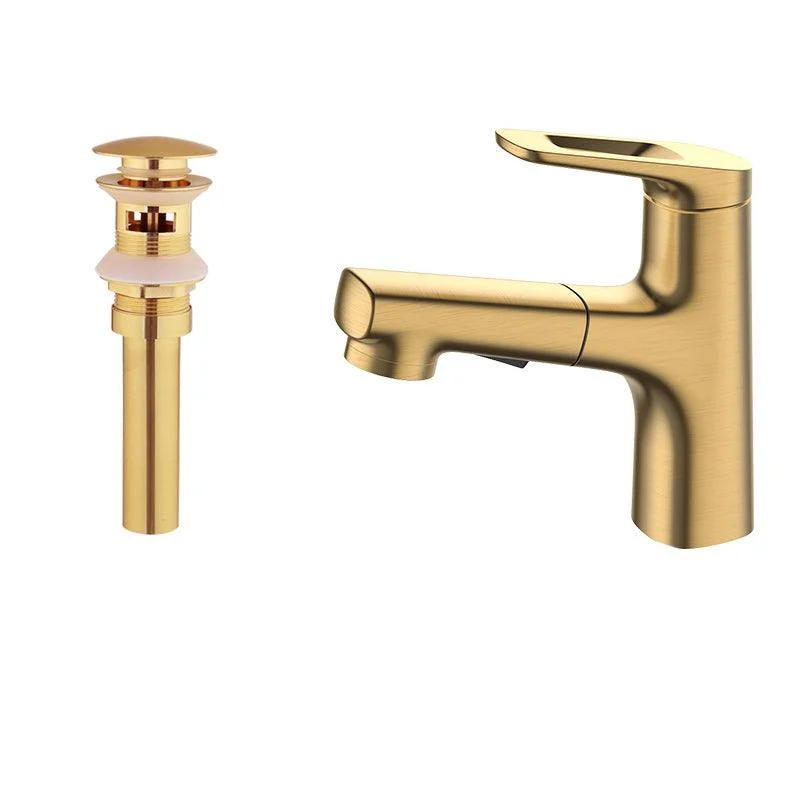 Square Low Arc Sink Tap with Single Hole Bathroom Brass Sink Tap -Bathlova