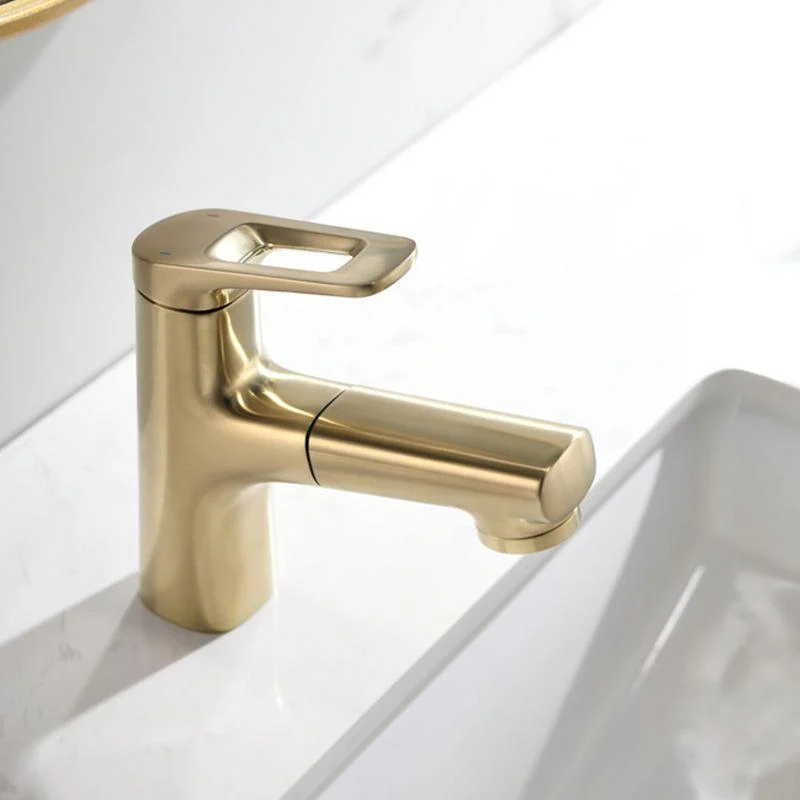 Square Low Arc Sink Tap with Single Hole Bathroom Brass Sink Tap -Bathlova