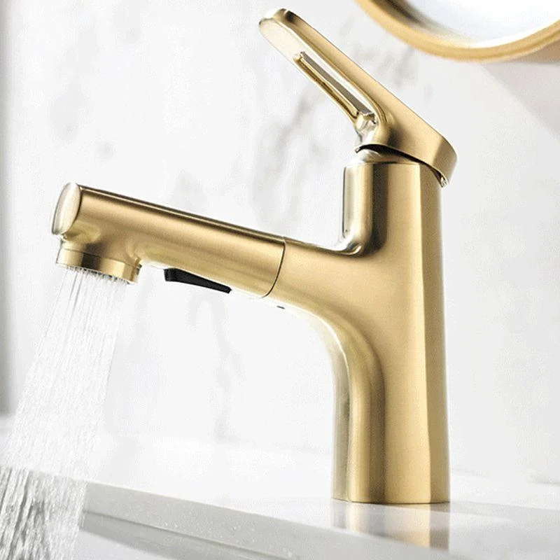 Square Low Arc Sink Tap with Single Hole Bathroom Brass Sink Tap -Bathlova