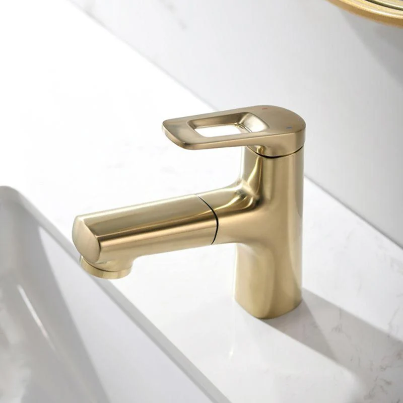 Square Low Arc Sink Tap with Single Hole Bathroom Brass Sink Tap -Bathlova