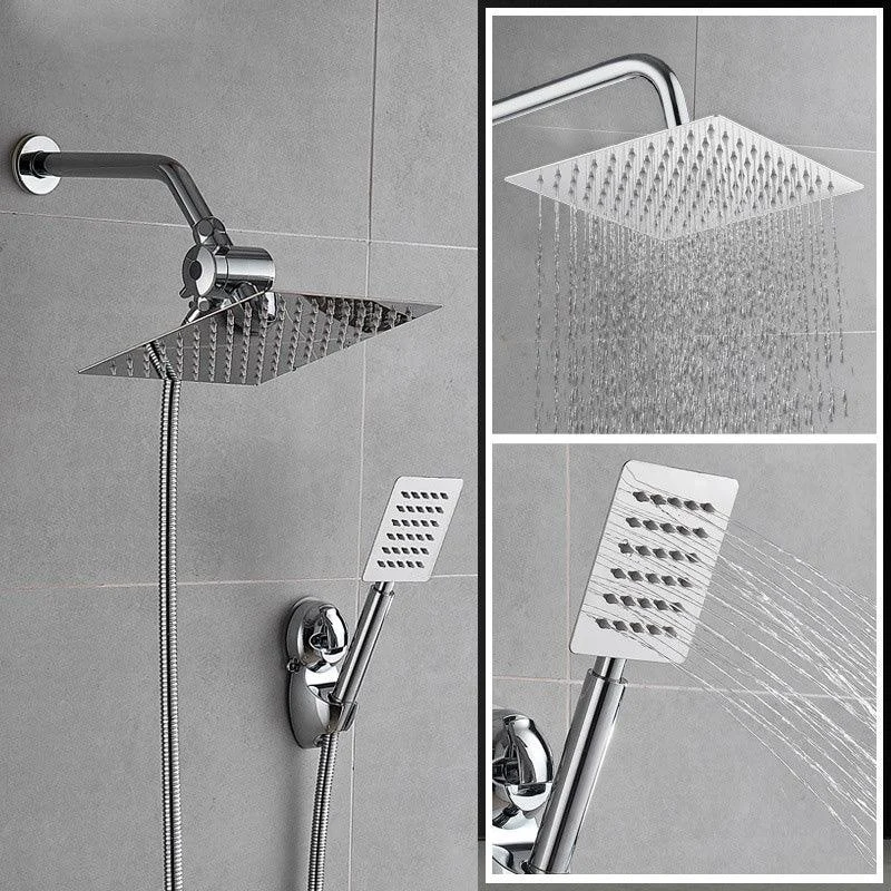 Square Metal Dual Shower Heads Modern Shower with Shower Hose -Bathlova