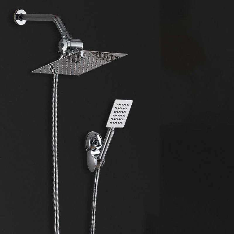 Square Metal Dual Shower Heads Modern Shower with Shower Hose -Bathlova