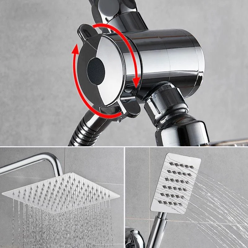 Square Metal Dual Shower Heads Modern Shower with Shower Hose -Bathlova