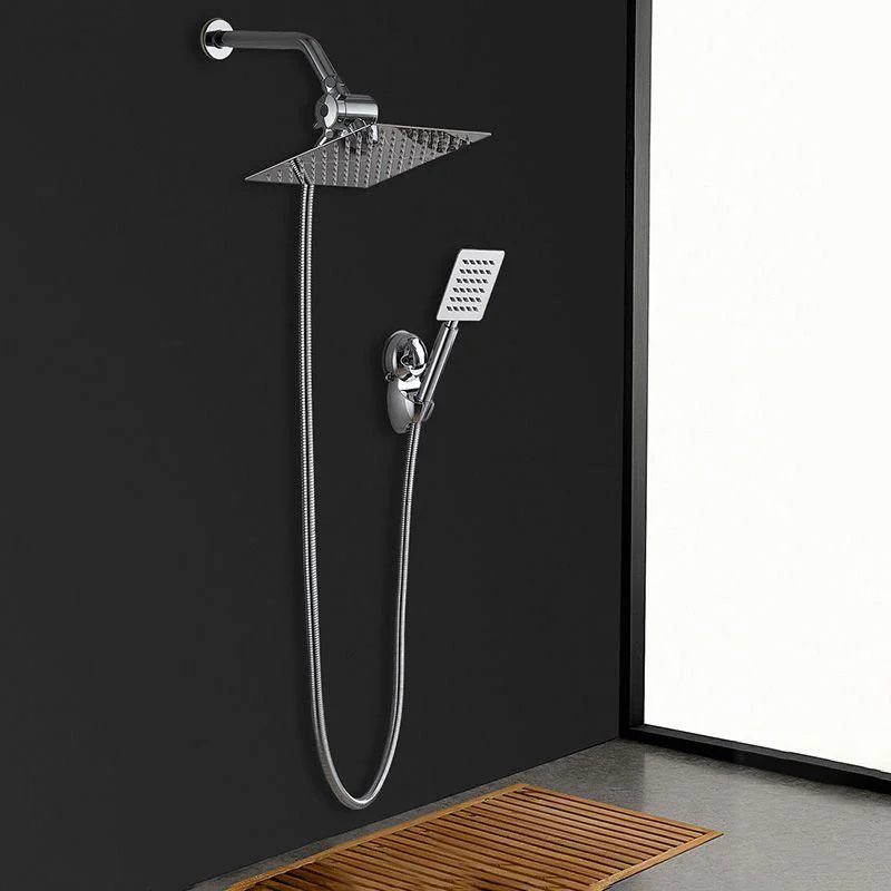 Square Metal Dual Shower Heads Modern Shower with Shower Hose -Bathlova