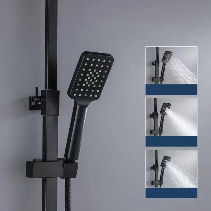 Square Metal Shower System Volume Control Dual Shower Head Shower Tap with Shower Arm -Bathlova