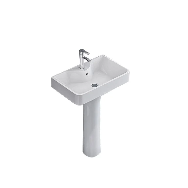 Square Pedestal Sink Ceramic Metal Ground Installation Bathroom Sink -Bathlova