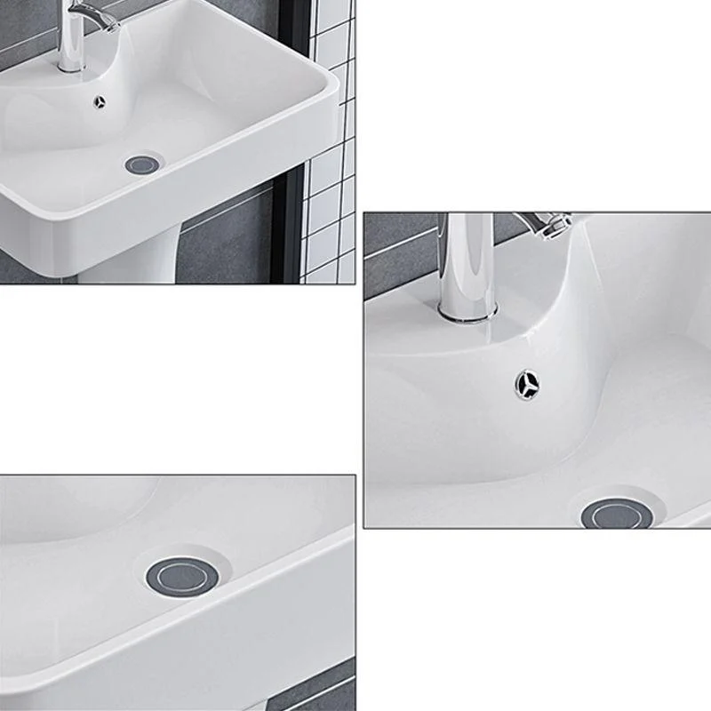 Square Pedestal Sink Ceramic Metal Ground Installation Bathroom Sink -Bathlova