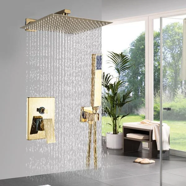 Square Shaped Wall Mounted Complete Shower System with Rough-in Valve -Bathlova