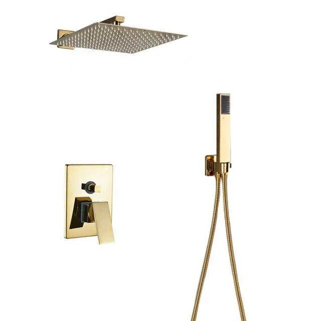 Square Shaped Wall Mounted Complete Shower System with Rough-in Valve -Bathlova