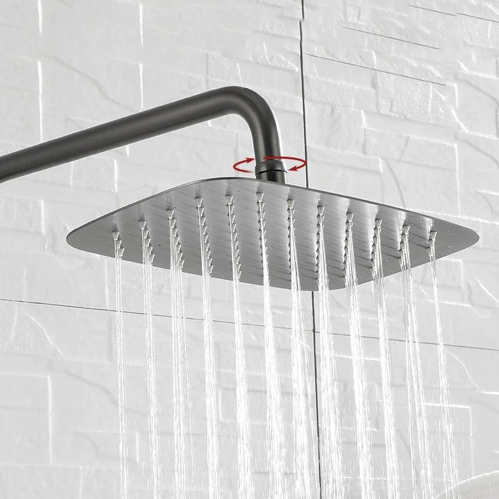 Square Shower System Wall Mount Shower Arm Grey Shower System with Shower Hose -Bathlova