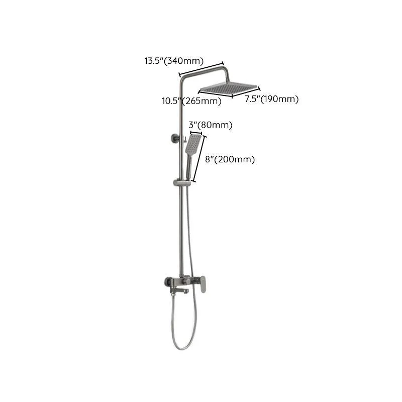 Square Shower System Wall Mount Shower Arm Grey Shower System with Shower Hose -Bathlova