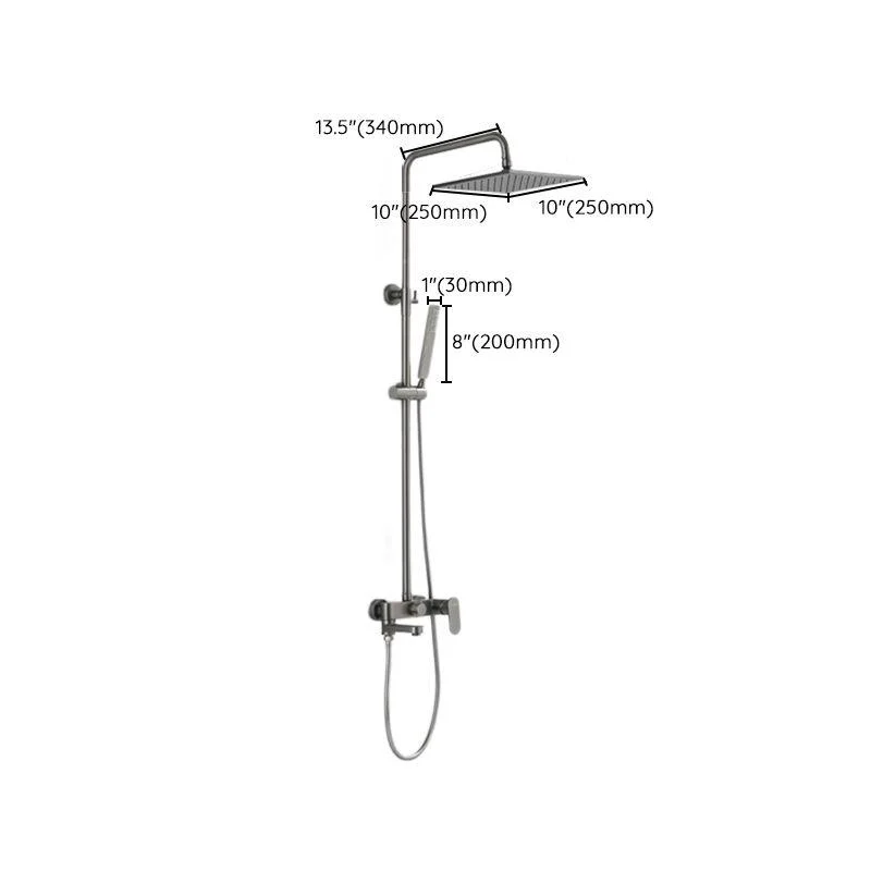 Square Shower System Wall Mount Shower Arm Grey Shower System with Shower Hose -Bathlova