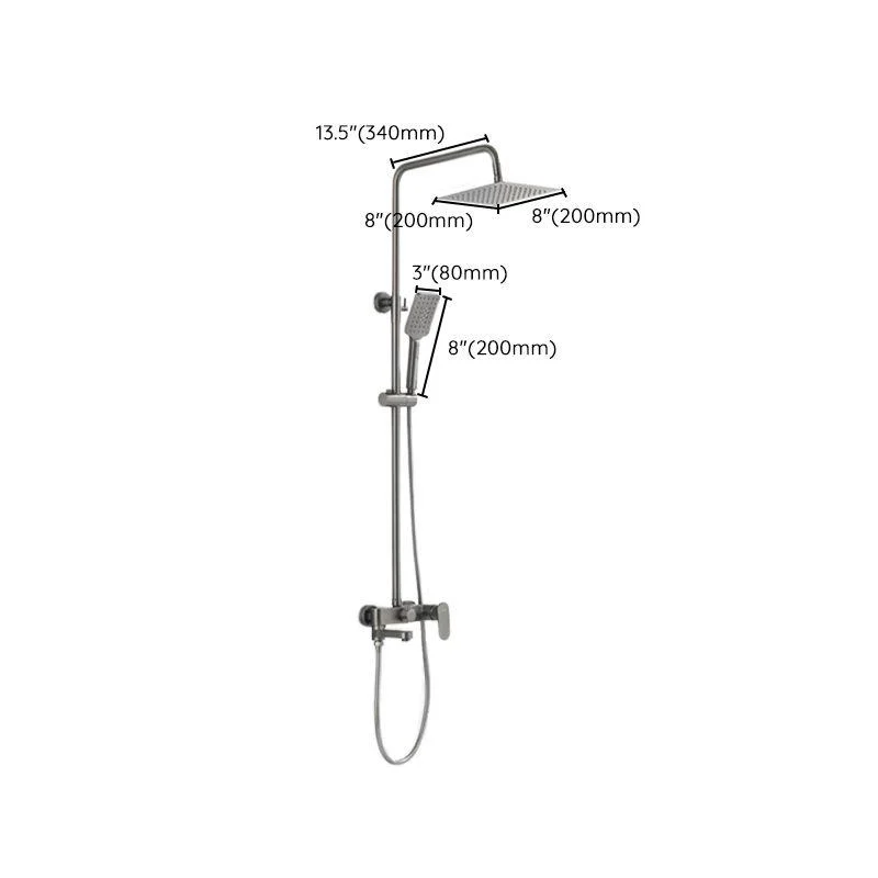 Square Shower System Wall Mount Shower Arm Grey Shower System with Shower Hose -Bathlova