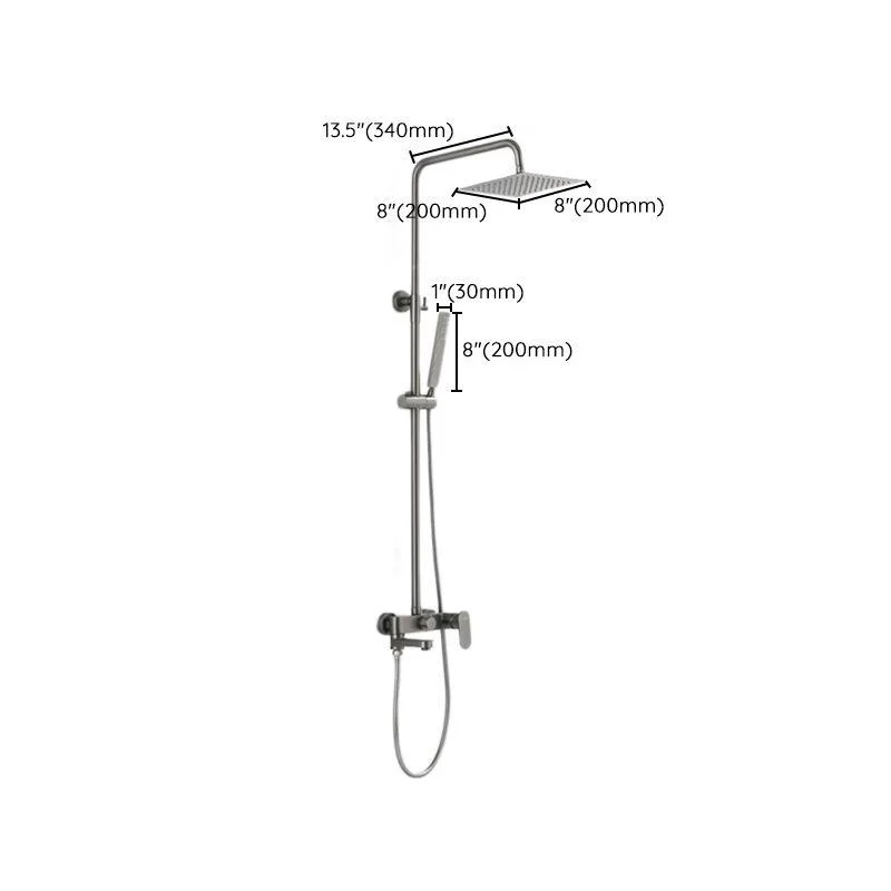 Square Shower System Wall Mount Shower Arm Grey Shower System with Shower Hose -Bathlova