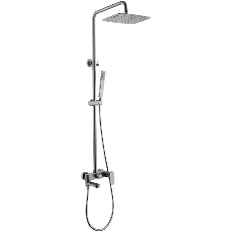 Square Shower System Wall Mount Shower Arm Grey Shower System with Shower Hose -Bathlova