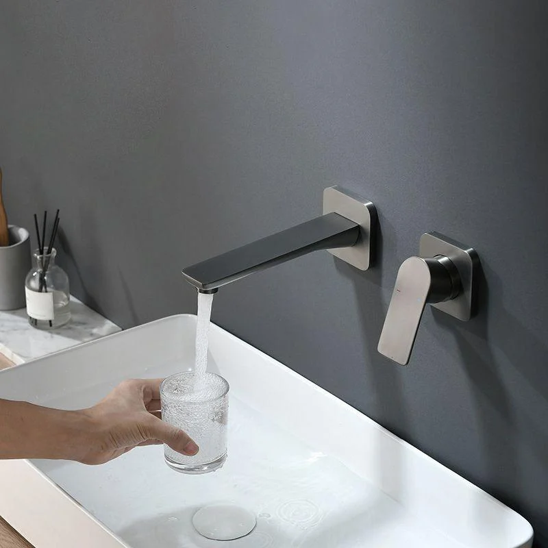 Square Single Handle Bathroom Tap 2 Hole Wall Mounted Bathroom Tap -Bathlova