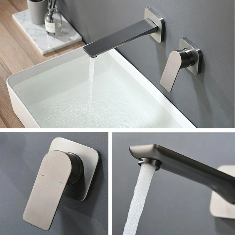 Square Single Handle Bathroom Tap 2 Hole Wall Mounted Bathroom Tap -Bathlova