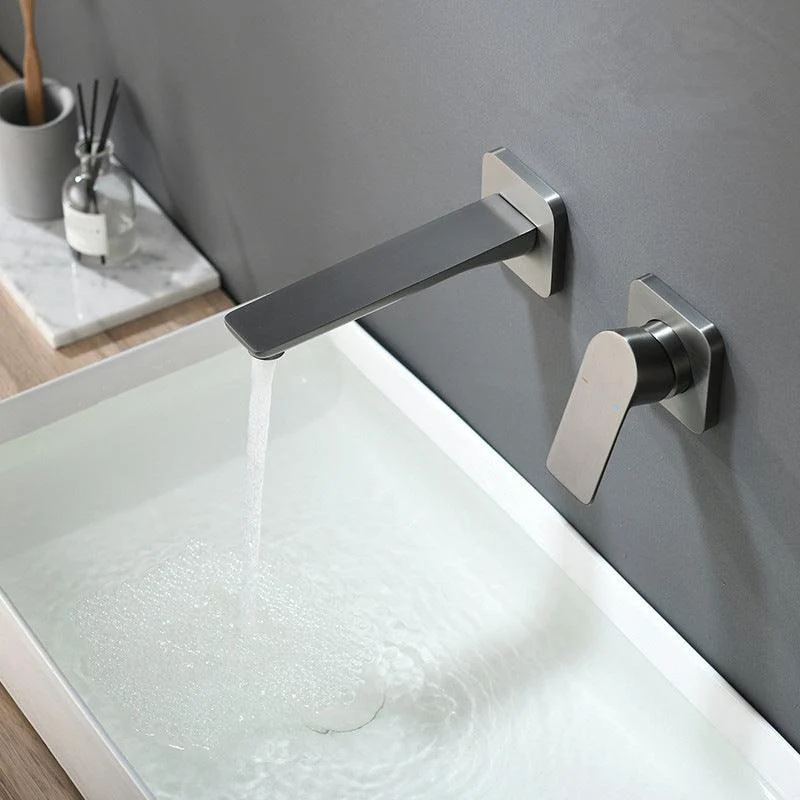 Square Single Handle Bathroom Tap 2 Hole Wall Mounted Bathroom Tap -Bathlova