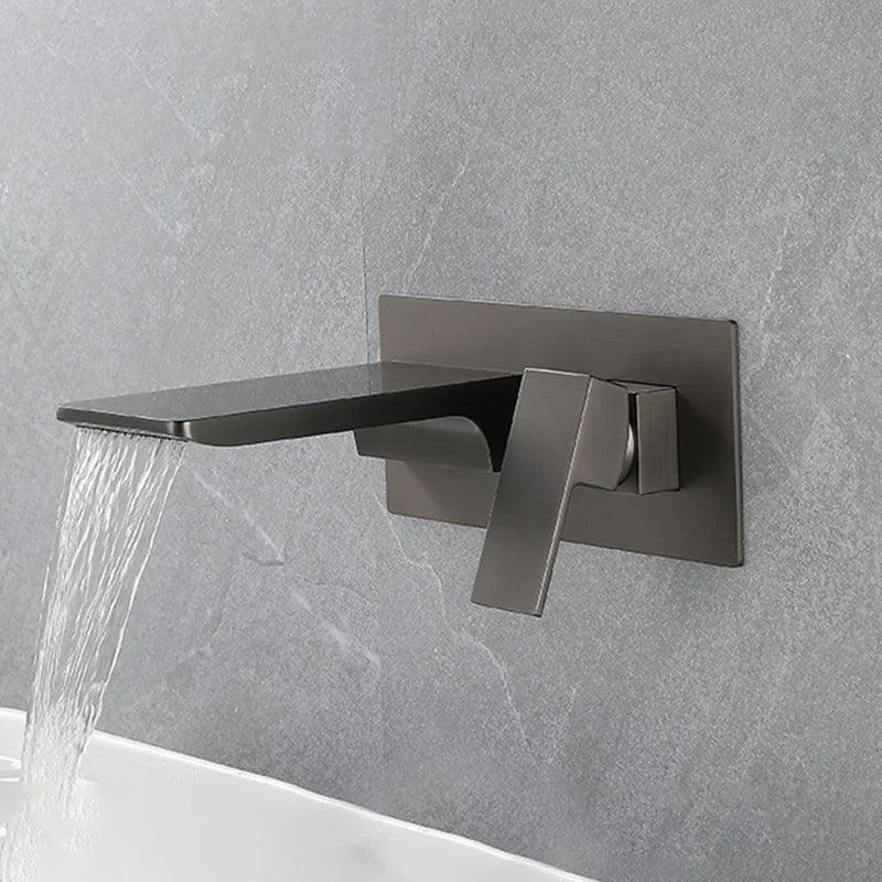 Square Single Handle Bathroom Tap Single Hole Wall Mounted Bathroom Tap -Bathlova