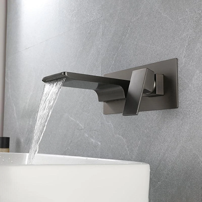 Square Single Handle Bathroom Tap Single Hole Wall Mounted Bathroom Tap -Bathlova