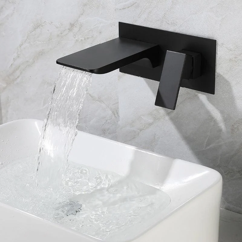 Square Single Handle Bathroom Tap Single Hole Wall Mounted Bathroom Tap -Bathlova