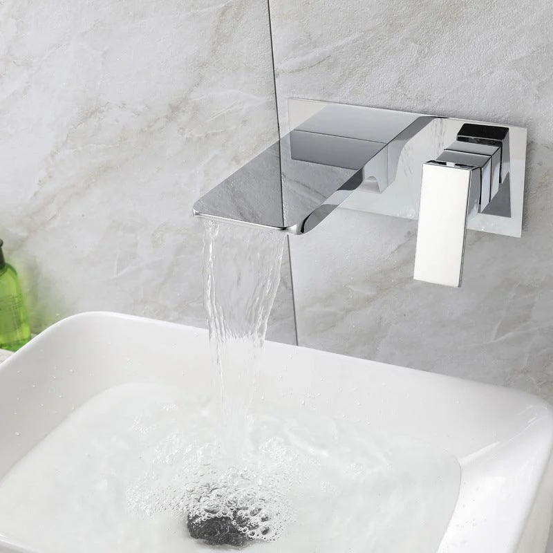 Square Single Handle Bathroom Tap Single Hole Wall Mounted Bathroom Tap -Bathlova