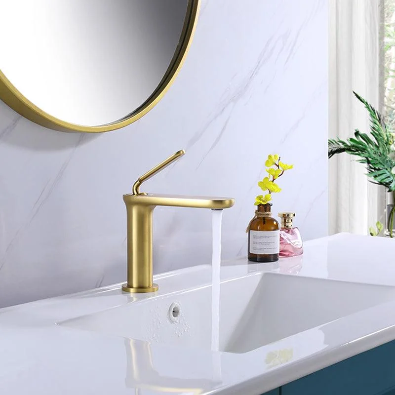 Square Single Hole Sink Tap Low Arc Bathroom Brass Sink Tap -Bathlova