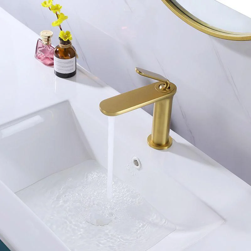 Square Single Hole Sink Tap Low Arc Bathroom Brass Sink Tap -Bathlova