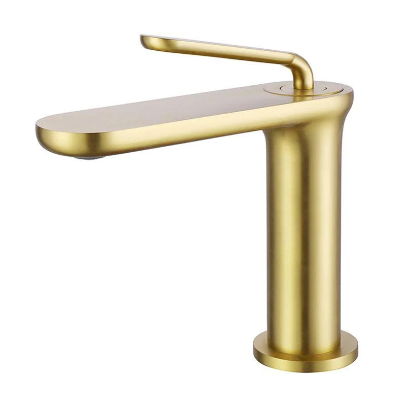 Square Single Hole Sink Tap Low Arc Bathroom Brass Sink Tap -Bathlova