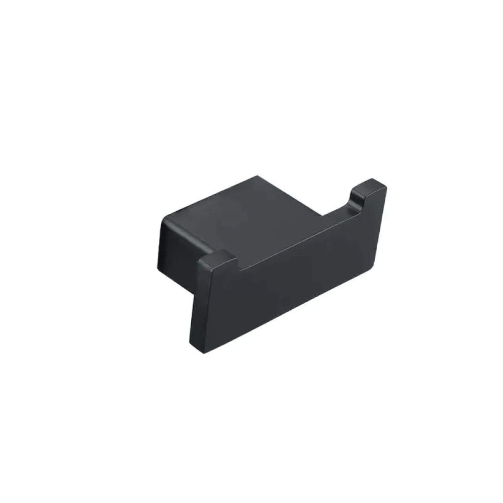 Square Stainless Steel Double Hook in Matte Black - Wall Mounted -Bathlova