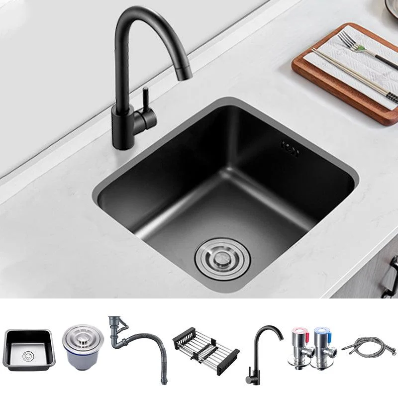 Square Stainless Steel Sink in black with Strainer Drop-In Kitchen Sink -Bathlova