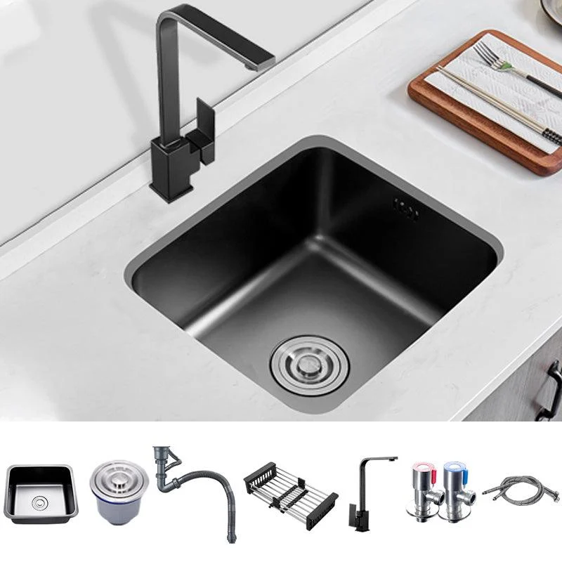 Square Stainless Steel Sink in black with Strainer Drop-In Kitchen Sink -Bathlova