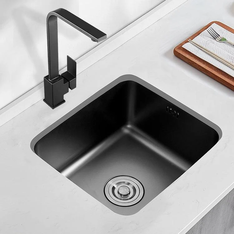 Square Stainless Steel Sink in black with Strainer Drop-In Kitchen Sink -Bathlova