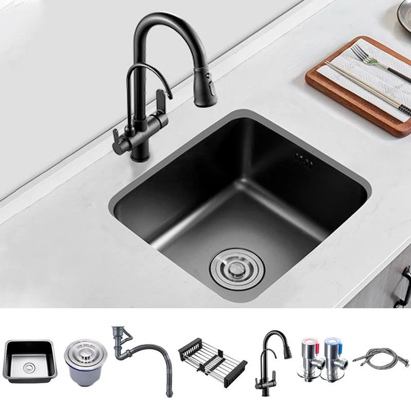 Square Stainless Steel Sink in black with Strainer Drop-In Kitchen Sink -Bathlova