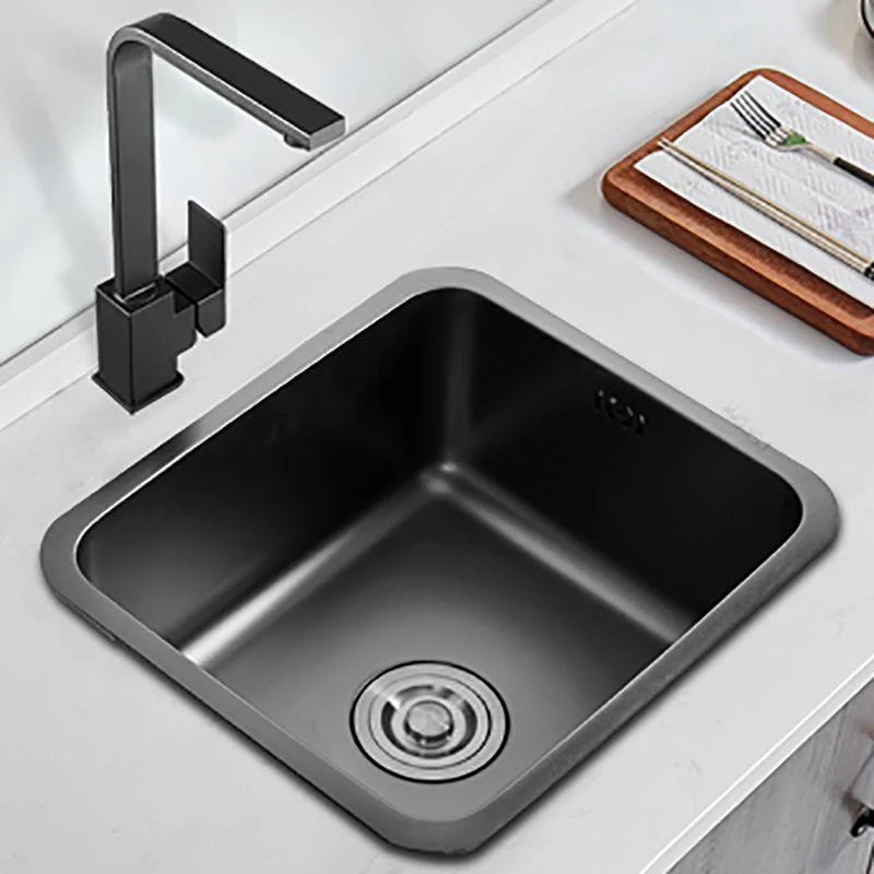 Square Stainless Steel Sink in black with Strainer Drop-In Kitchen Sink -Bathlova