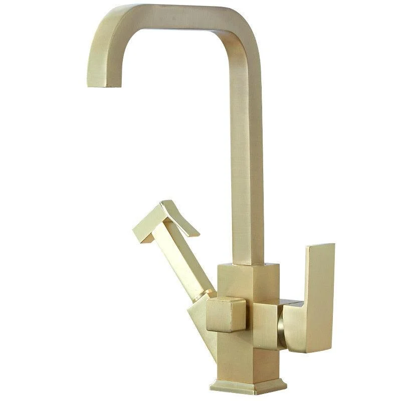 Square Swivel Kitchen Sink Tap with Spray Gun -Bathlova