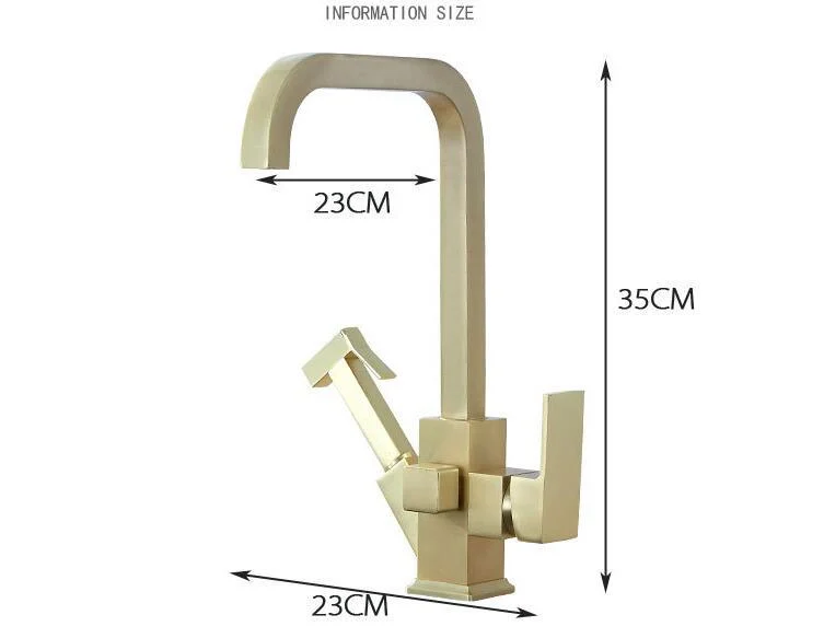 Square Swivel Kitchen Sink Tap with Spray Gun -Bathlova