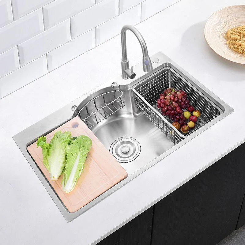 Stainless Steel 31" X 19" Kitchen Sink Single Bowl Drop-in Sink in Chrome and Black -Bathlova