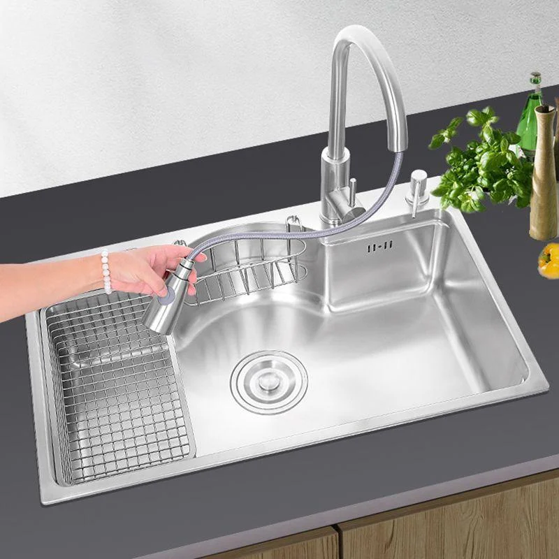 Stainless Steel 31" X 19" Kitchen Sink Single Bowl Drop-in Sink in Chrome and Black -Bathlova