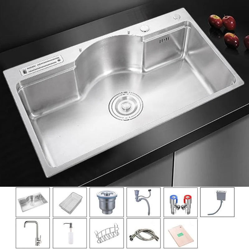 Stainless Steel 31" X 19" Kitchen Sink Single Bowl Drop-in Sink in Chrome and Black -Bathlova