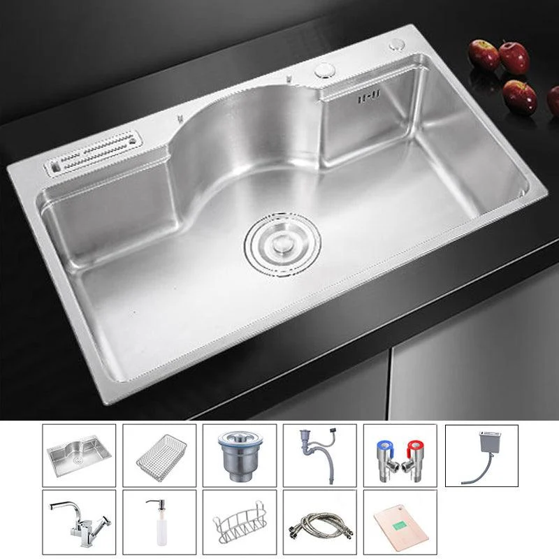 Stainless Steel 31" X 19" Kitchen Sink Single Bowl Drop-in Sink in Chrome and Black -Bathlova